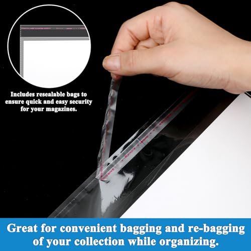 50 Sets Magazine Bags and Backing Boards Including Clear Resealable Magazine Protectors for Collectors and Boards Sleeves Protective Display Suit for Protection