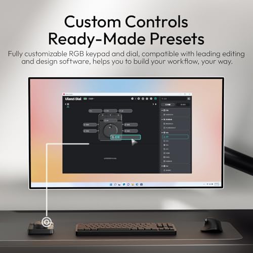 ULANZI D100H Wireless Video Editing Keyboard with Dial Knob | Haptic Dial, 7 Customizable Keys, Dual-Mode 60-Day Battery, BLE 5.0 3-Device, Ulanzi Connect Lighting & Smart Home - color: D100H