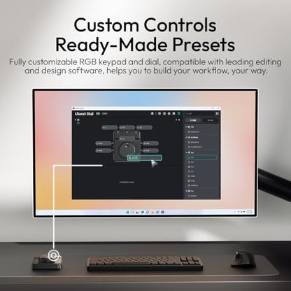 ULANZI D100H Wireless Video Editing Keyboard with Dial Knob | Haptic Dial, 7 Customizable Keys, Dual-Mode 60-Day Battery, BLE 5.0 3-Device, Ulanzi Connect Lighting & Smart Home - color: D100H