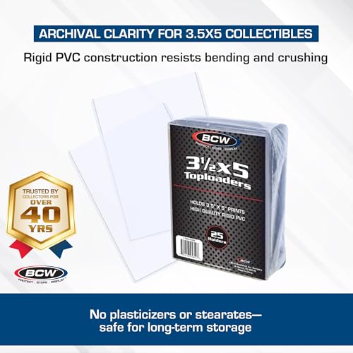 BCW 3.5x5 Topload Holder - 25 Pack | Premium Rigid Plastic Protector Case for Trading Cards, Index Cards, and Photos | Perfect Fit for Transformer TCG, Magic: The Gathering, and More