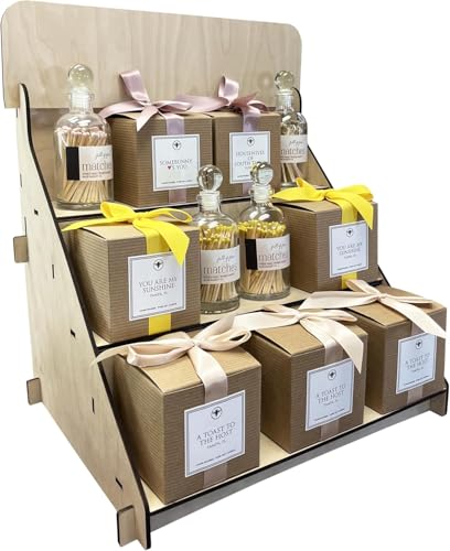 Torched Wooden Portable Retail Table Display Stand Countertop 3 Step Riser Craft Shows, Farmers Markets Tradeshows… (Natural) - color: Natural