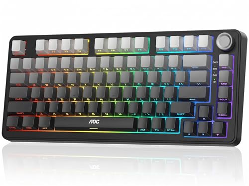 AOC GK330 75% Wireless Mechanical Gaming Keyboard, Hot-Swappable 3-Mode RGB | BT/2.4GHz/USB-C Connectivity, Pre-Lubed Reaper Switches, Anti-Ghosting, Gasket Mount and 5-Layer Sound-Dampening Padding