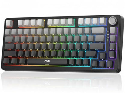 AOC GK330 75% Wireless Mechanical Gaming Keyboard, Hot-Swappable 3-Mode RGB | BT/2.4GHz/USB-C Connectivity, Pre-Lubed Reaper Switches, Anti-Ghosting, Gasket Mount and 5-Layer Sound-Dampening Padding