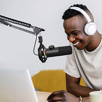 Microphone Boom Arm with Cable Management – Adjustable Scissor Mic Stand Compatible with Fifine K669B/K670/K683A/K658/K688, AmpliGame A6V/A8, AM8 & Other USB/XLR Microphones by YOUSHARES - color: FIFINE 658