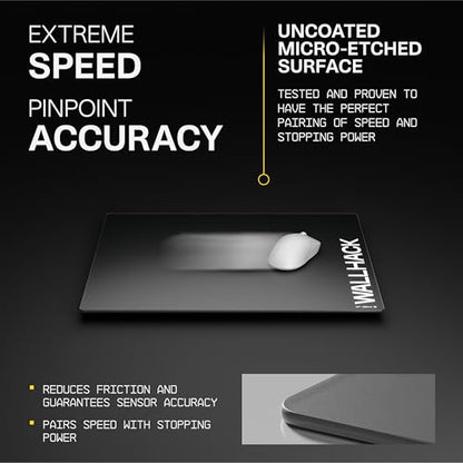 Wallhack SP-004A Glass Gaming Mouse Pad, Medium 15.4x17.7 in, Black | Tempered Glass Mousepad For FPS & Esports, Compact Precision Surface With Smooth Tracking & Non-Slip 60A Silicone Base - color: SP-004A Compact | Black