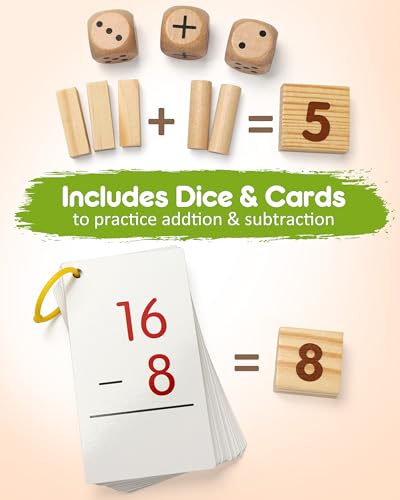 SYNARRY Wooden Counting Peg Boards - Montessori Math Manipulatives for Kindergarten Learning Activities, Number Addition and Subtraction Game, Easter Basket Stuffer Gift for Kid Ages 3-8