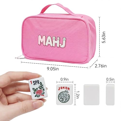 American Mahjong Tile Set, 166 Tiles & Carrying Bag & 3 Dices, White | 1.2-Inch Engraved Tiles, Melamine, Durable, Portable Mah jongg Set for Travel, Family Game Nights, and Gifting - color: White