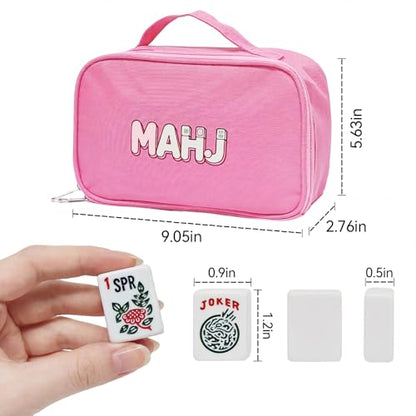 American Mahjong Tile Set, 166 Tiles & Carrying Bag & 3 Dices, White | 1.2-Inch Engraved Tiles, Melamine, Durable, Portable Mah jongg Set for Travel, Family Game Nights, and Gifting - color: White