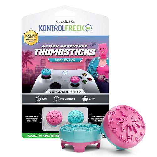KontrolFreek Action Adventure Performance Thumbsticks – Heist Edition for Xbox One & Xbox Series X|S Controller | Pink/Blue