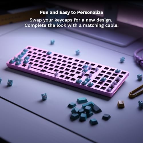 GLORIOUS Gaming GMMK 2 Full Size (96%) Barebones (Frame Only) - Mechanical Gaming Keyboard Frame, Full Size (96%), Aluminium, Customisable, Per Key RGB, American QWERTY Layout - Pink - color: Pink, size: Barebone Full Size (96%)