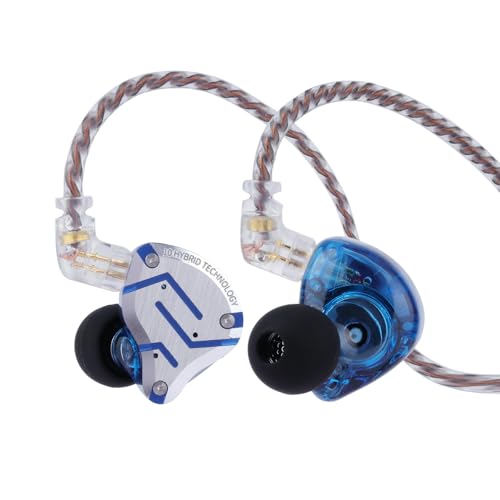 Linsoul KZ ZS10 Pro, 4BA+1DD 5 Driver in Ear Monitor, HiFi Wired Earbuds, Gaming Earbuds, Hybrid IEM Earphones with Stainless Steel Faceplate, Detachable Cable for Musician(Without Mic, Glare Blue) - color: Glare Blue, style: Without Mic