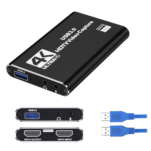 dobestyou 4K Capture Card Black for Streaming, Recording & Gaming – Video Capture Device with USB 3.0, 1080p 60fps, Plug & Play,Zero Latency for PS5, Xbox, Switch, OBS, PC, Mac - size: Capture Card Without Hdmi Cable-Black
