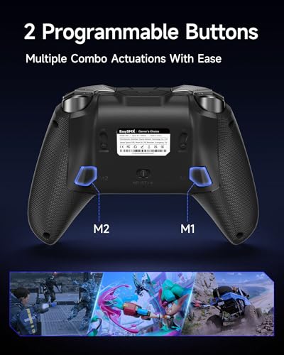 EasySMX D10 Wireless Controller with Smart Charging Dock, Tactile Triggers | TMR Anti-Drift Joysticks, Dual-Mode Hall, 1000Hz Polling, Mechanical Buttons, Bluetooth/2.4G for PC/Switch/iOS/Android - color: black