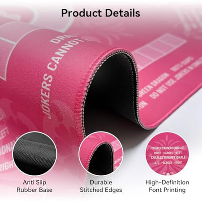 32.4x32.4 Inch Mahjong Mat for Table 3MM Noise Reduction | Non-Slip Mahjong Table Cover for Poker, Card, Board & Tile Games, Dominoes, Ships Rolled No Creases Mahjong Gifts - color: Peach Pink
