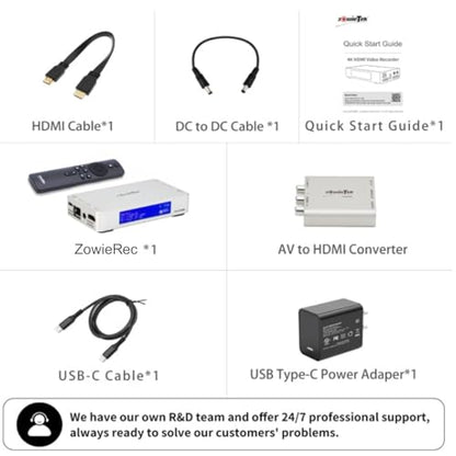 Zowietek 4K HDMI Video Recorder with Analog to Digital Converter, ZowieREC | RCA/CVBS for VHS, VCR, DVR, DVD, Hi8, Mini DV, Camcorder, Cassette, Gaming Consoles, Easy to use, No PC Needed