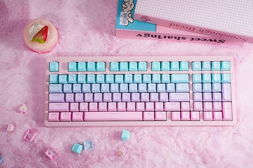 ZORNHER ZH980 Mechanical Keyboard,95% Pink & Blue Creamy Keyboard with Number Pad,Gaming Keyboard Full Size,Shine Through PBT Keycaps,Creamy Sounding Linear Switches - color: Pink & Blue Grandient, size: Creamy Switch