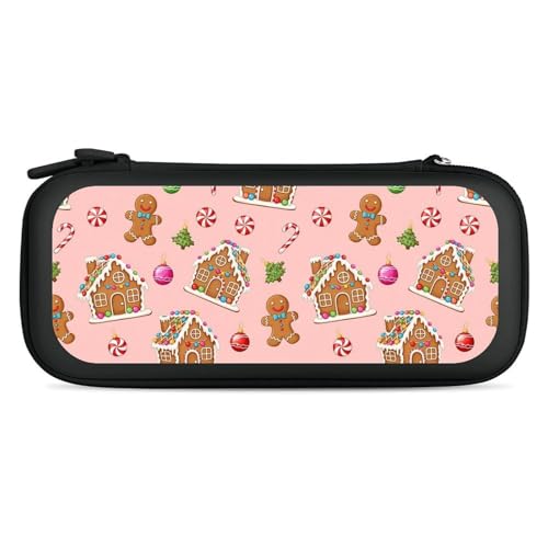 PPIKTC Carrying Case for Switch, Pink Christmas Gingerbread Protective Travel Storage Bag, Hard Shell Game Holder Organizer with 15 Game Cartridges - color: Design (212)