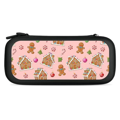 PPIKTC Carrying Case for Switch, Pink Christmas Gingerbread Protective Travel Storage Bag, Hard Shell Game Holder Organizer with 15 Game Cartridges - color: Design (212)