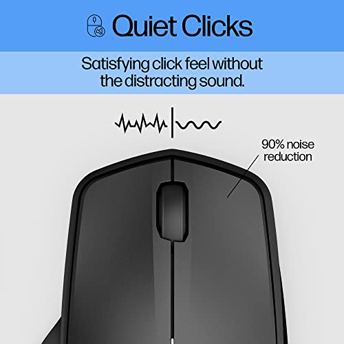 HP 280 Silent Wireless Mouse - Ergonomic, Right-Handed Design - 2.4GHz USB Wireless Connection - Multi-Surface Technology, 1600 DPI Optical Sensor - Win, Chrome, Mac OS - Up to 18-Month Battery Life - style: Silent Ergo