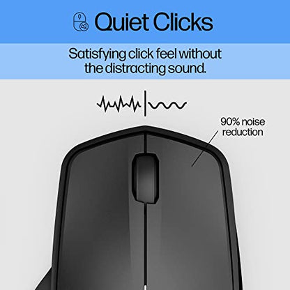 HP 280 Silent Wireless Mouse - Ergonomic, Right-Handed Design - 2.4GHz USB Wireless Connection - Multi-Surface Technology, 1600 DPI Optical Sensor - Win, Chrome, Mac OS - Up to 18-Month Battery Life - style: Silent Ergo