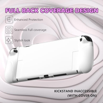 PlayVital Ranger Protective Case for Nintendo Switch 2 with Stand | Ergonomic Anti-Slip Silicone Grips, Dockable Hard Shell, 4 Thumbstick Caps | Quick-Release-Joycon Design Full-Body Cover, White - color: White
