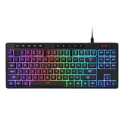 Redragon K516 Shiva TKL Wired RGB Membrane Gaming Keyboard, 87 Keys Mechanical-Feel Keyboard w/Smooth Linear Switch, On-Board Macro & Dedicated Multimedia Keys, 16.8M RGB Backlit, Software Supported - size: 87 Keys