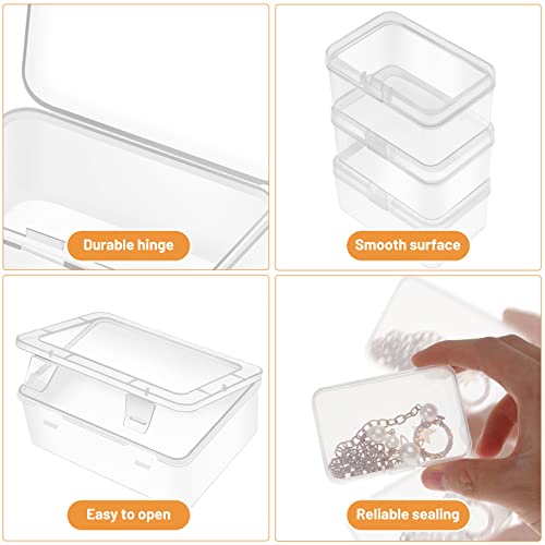 Mathtoxyz Small Bead Organizers and Storage, Clear Rectangle Bead Holder Plastic Cases Transparent Boxes for Nail DIY Craft Making Jewelry Battery Screw