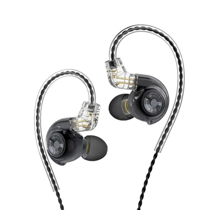 In Ear Monitor Headphones Dual Magnetic Dynamic Driver IEM with Mic, Black | Hybrid Banlance Armature with Dynamic in Ear Headphones IEM Earphones Gaming Earbuds - color: HJ-822 Black