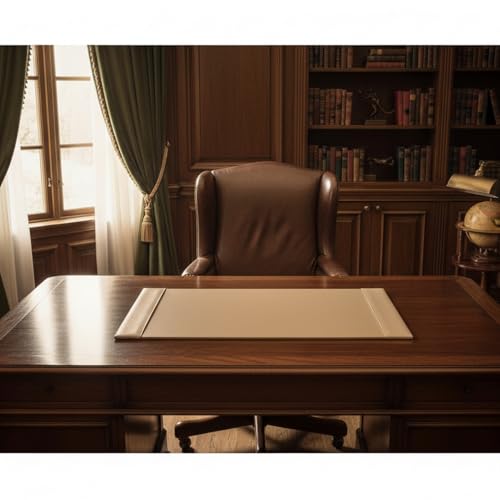 Dacasso Bonded Pad with Side Rails Luxury Leather Desk Blotter for Writing, 30 x 18 (White Latte) - color: White Latte