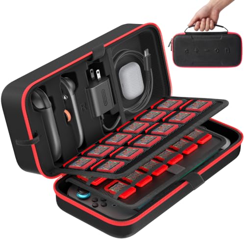 OIVO Carrying Case for 2025 Nintendo Switch 2, Switch Travel Carry Case | Large Storage Holds Joycon 2 & AC Adapter, Hard Shell Protective Pouch Bag with 24 Games Slots for NS2 Console & Accessories - color: Red, size: 2025 inches
