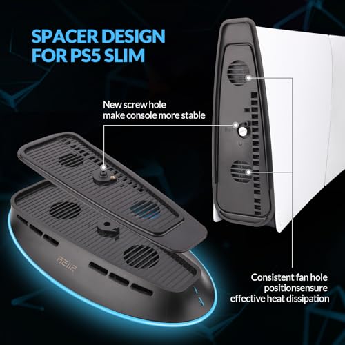 Cooling Stand with Dual Fans,Cooling Station Built-in RGB Light,for Host Battery,Compatible with PS5 Slim&PS5 Pro(All Version)