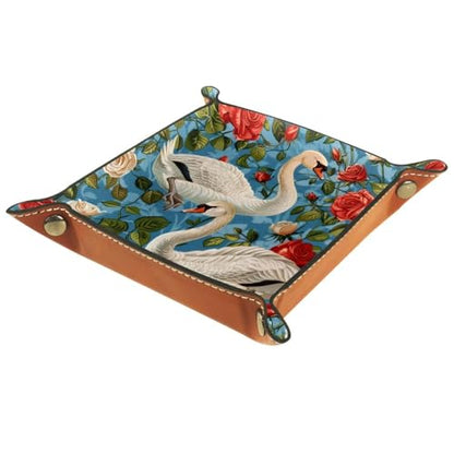 Swans Rose Flower Dice Tray Dice Rolling Tray Folding Dice Holder for Dice Games, Like RPG, DND and Other Table Games - color: Multi 19