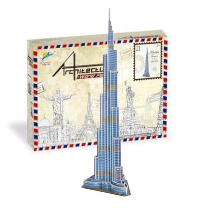 Architecture World Famous of 3D Puzzle.Build Your Own Collection of 17 Global Landmarks (Notre Dame, Colosseum) - Educational DIY Model Kit for Kids & Adults. (Burj Khalifa Tower) - color: Burj Khalifa Tower
