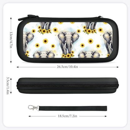 PPIKTC Portable Travel Carrying Bag for Switch, Sunflower Elephant Hard Shell Protective Case, Shockproof Game Organizer with 15 Game Cartridges - color: Design (336)
