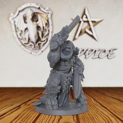 Tabletop Unpainted Miniatures for Fantasy Role Playing & TTRPG - 32mm Scale Dark Warrior Minis Figurine for Dungeon Masters, Miniature Game RPG Accessory Figure - 5.6cm Demon Warrior (AS288)