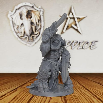 Tabletop Unpainted Miniatures for Fantasy Role Playing & TTRPG - 32mm Scale Dark Warrior Minis Figurine for Dungeon Masters, Miniature Game RPG Accessory Figure - 5.6cm Demon Warrior (AS288)