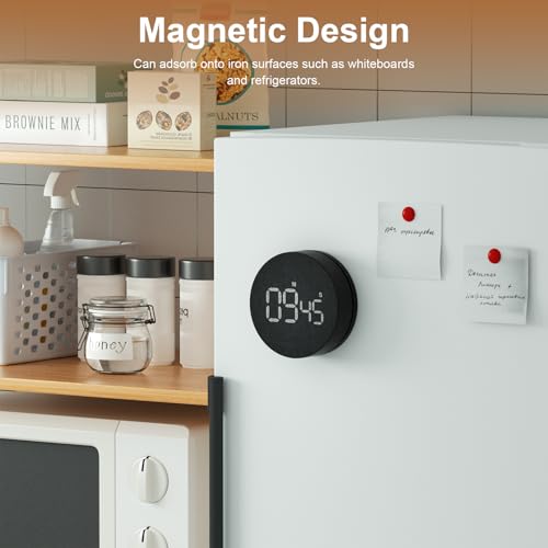 AVINIA Desk Timer for Productivity Magnetic Digital Kitchen Timer Rechargeable Fabric Mesh Cover 99 Mins Countdown/Count Up Stylish Efficana Konah Home Timmer for Cooking (Fabric Black) - color: Fabric Black