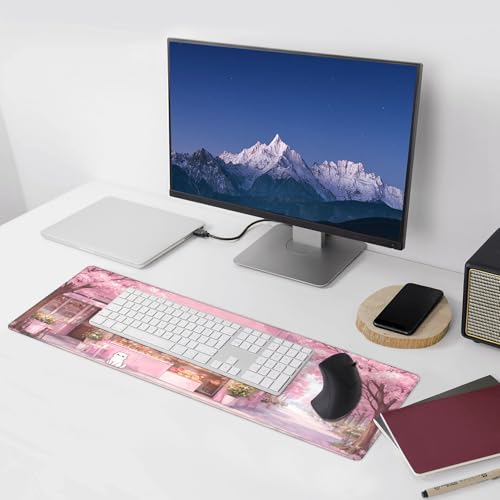 Dessert House Gaming Mouse Pad Extended Large Mouse Mat 31.5 X 11.8 Inch Nonslip Rubber Base Long Desk Pad Stitched Edges Mousepad Mice Pad for Office Home Game - color: Dessert House
