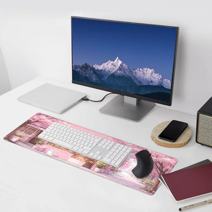 Dessert House Gaming Mouse Pad Extended Large Mouse Mat 31.5 X 11.8 Inch Nonslip Rubber Base Long Desk Pad Stitched Edges Mousepad Mice Pad for Office Home Game - color: Dessert House