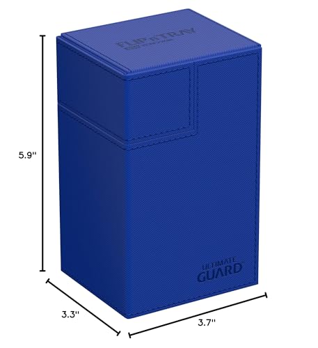 Ultimate Guard Flip'n'Tray 80+, Deck Case for 80 Double-Sleeved TCG Cards + Dice Tray, Blue, Independent Magnetic Closure & Microfiber Inner Lining - color: Blue, size: 80+