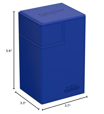 Ultimate Guard Flip'n'Tray 80+, Deck Case for 80 Double-Sleeved TCG Cards + Dice Tray, Blue, Independent Magnetic Closure & Microfiber Inner Lining - color: Blue, size: 80+