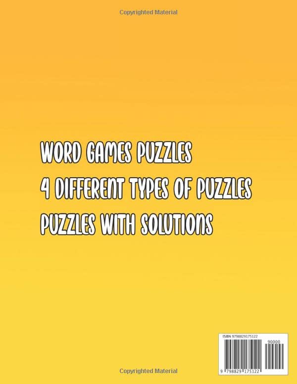 Word games puzzle book for adults: Crossword, Word search, Codeword, Kriss kross - adult activity book