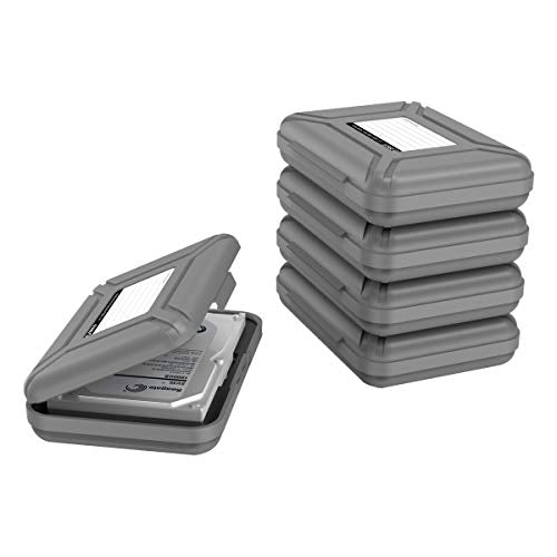 ORICO External Hard Drive Case for 3.5 Inch HDD/SSD 5 Packs Portable Hard Drive Carrying Protective Storage Box Anti-Static and Shockproof -PHX5S - color: Gray(5Pack)