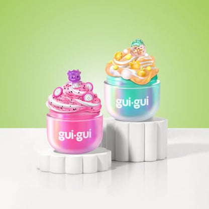 GUI GUI Fruity Glow Slime Kit, Crunch & Gloss Scented Slimes | Includes Gua Sha, Beauty Scoop, charms, booster, and collectible figurine in a slime kit for girls - style: Crunch & Gloss