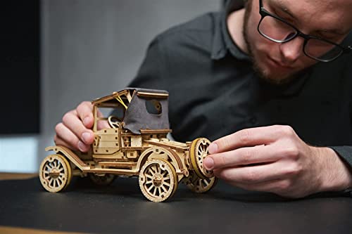 UGEARS Retro Car Model T 3D Wooden Puzzles for Adults - Wooden Model Kits for Adults Model Classic Car Kits Hobbies for Men Models for Adult to Build Brain Teaser, Hobby Set - style: Retro Car Model T