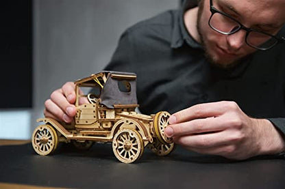 UGEARS Retro Car Model T 3D Wooden Puzzles for Adults - Wooden Model Kits for Adults Model Classic Car Kits Hobbies for Men Models for Adult to Build Brain Teaser, Hobby Set - style: Retro Car Model T