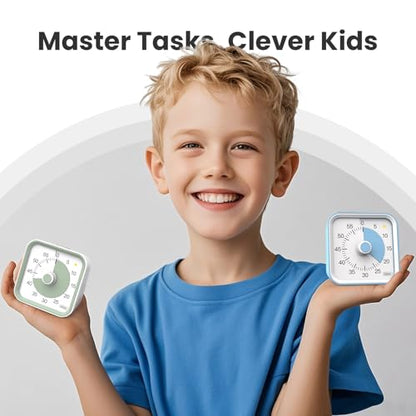 Visual Timer for Kids, Cute Timer with Pause Function, White | Time Management for Classroom, ADHD, Kitchen, Toddlers, Study, Alarm 3 Volume Levels, Light Indicator, Easy to Use - color: White