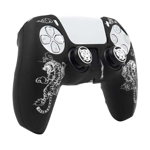 Tiger Controller Skin Cover Compatible with PS5/Playstation 5 Controller, RALAN Protector Case Customised Thumb Grip - color: Tiger Black White