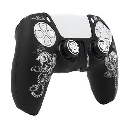 Tiger Controller Skin Cover Compatible with PS5/Playstation 5 Controller, RALAN Protector Case Customised Thumb Grip - color: Tiger Black White