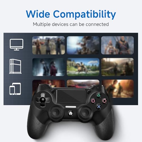 AceGamer 2 Pack Wireless Controller for P4, with Non-Slip Grip of Both Sides and 2 USB-C Cable! (Midnight Black * 2) - color: Midnight Black